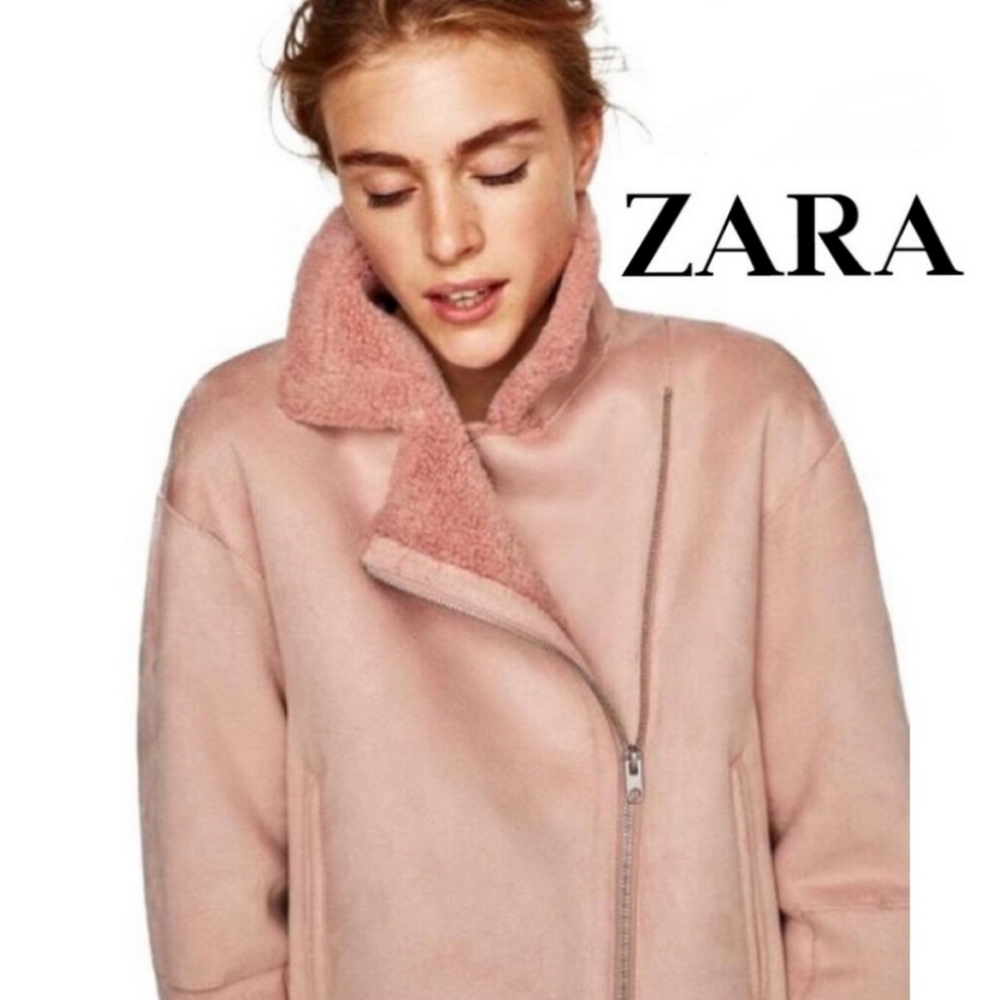 🌸 Zara 🌸 dirty rose faux suede moto jacket - Picture 2 of 6
